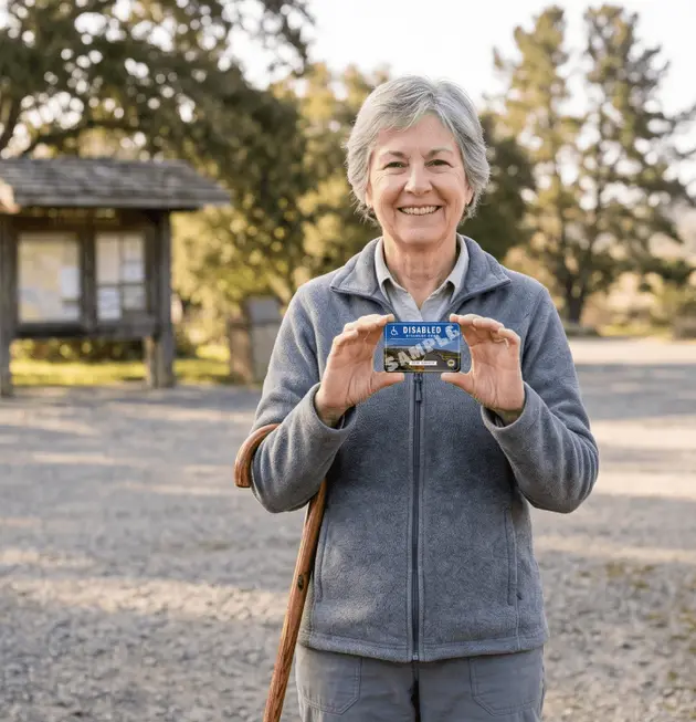 Person enjoying a state park with accessible trails
