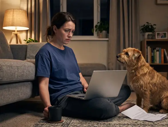 Person reviewing paperwork before requesting an emotional support animal accommodation