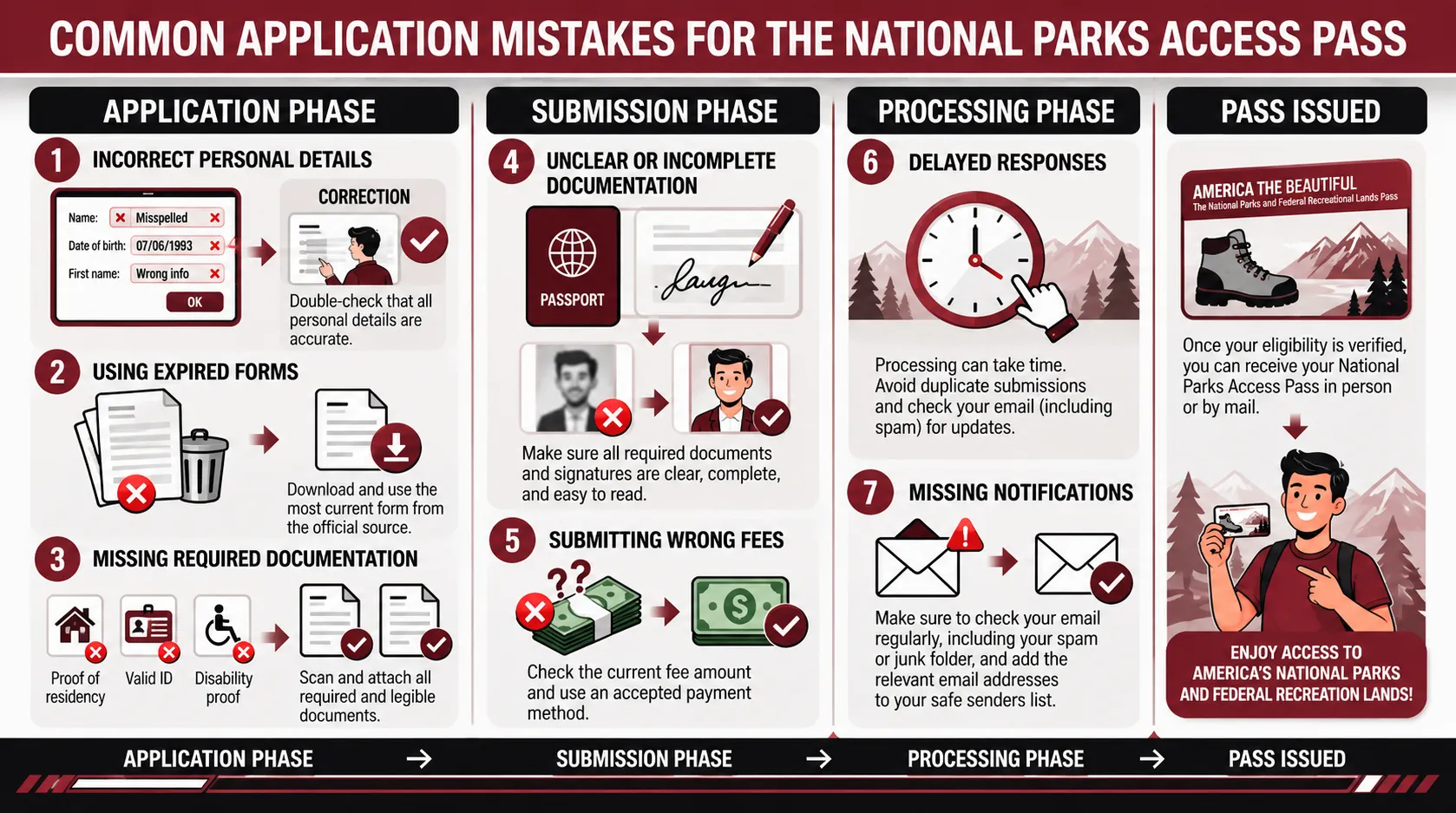 Infographic: Common Application Mistakes and How to Avoid Them - How to Apply for a National Parks Access Pass